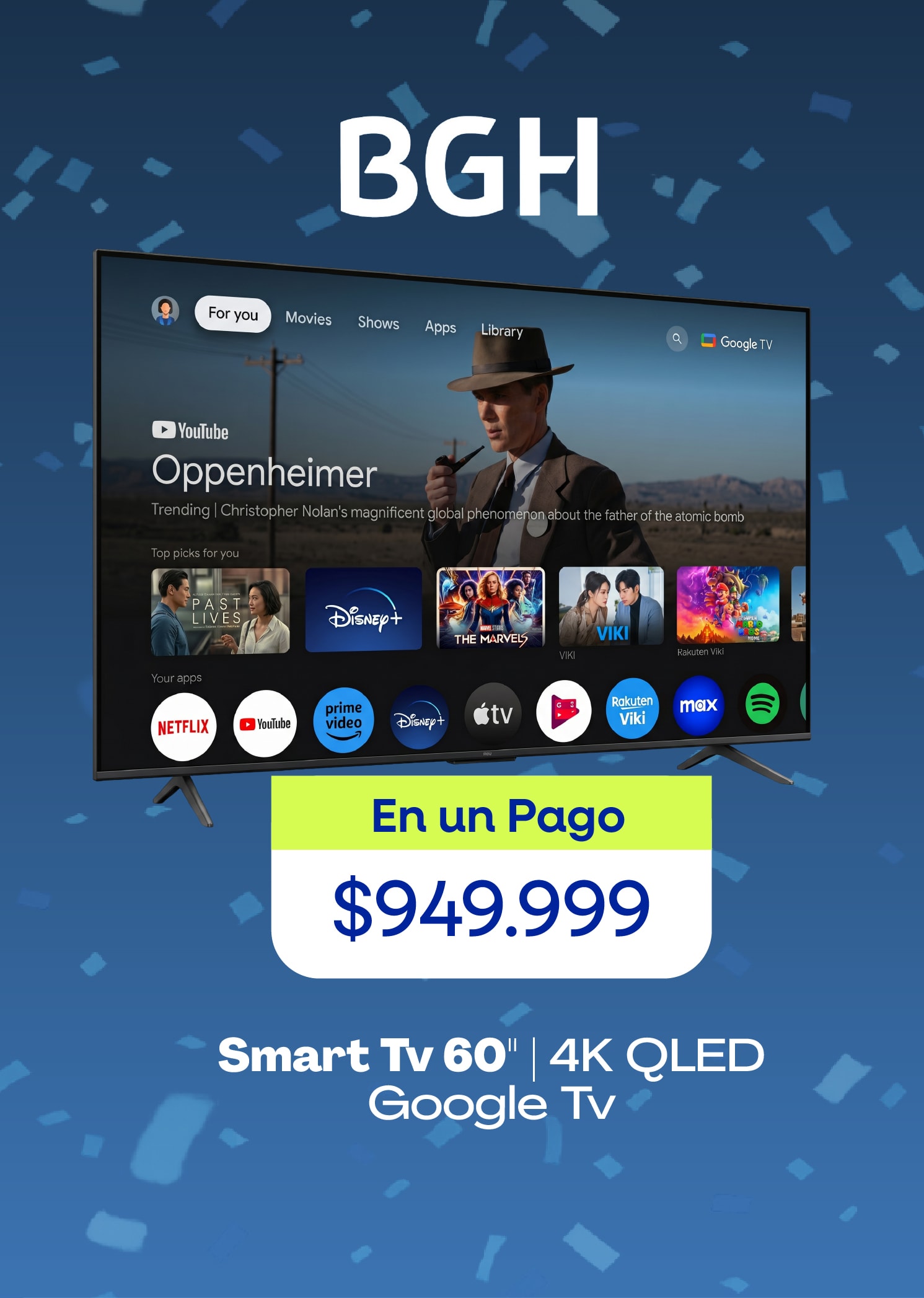 kanjiEn un Pago $599.998Smart Tv 55'' | 4K QLEDWhale OS